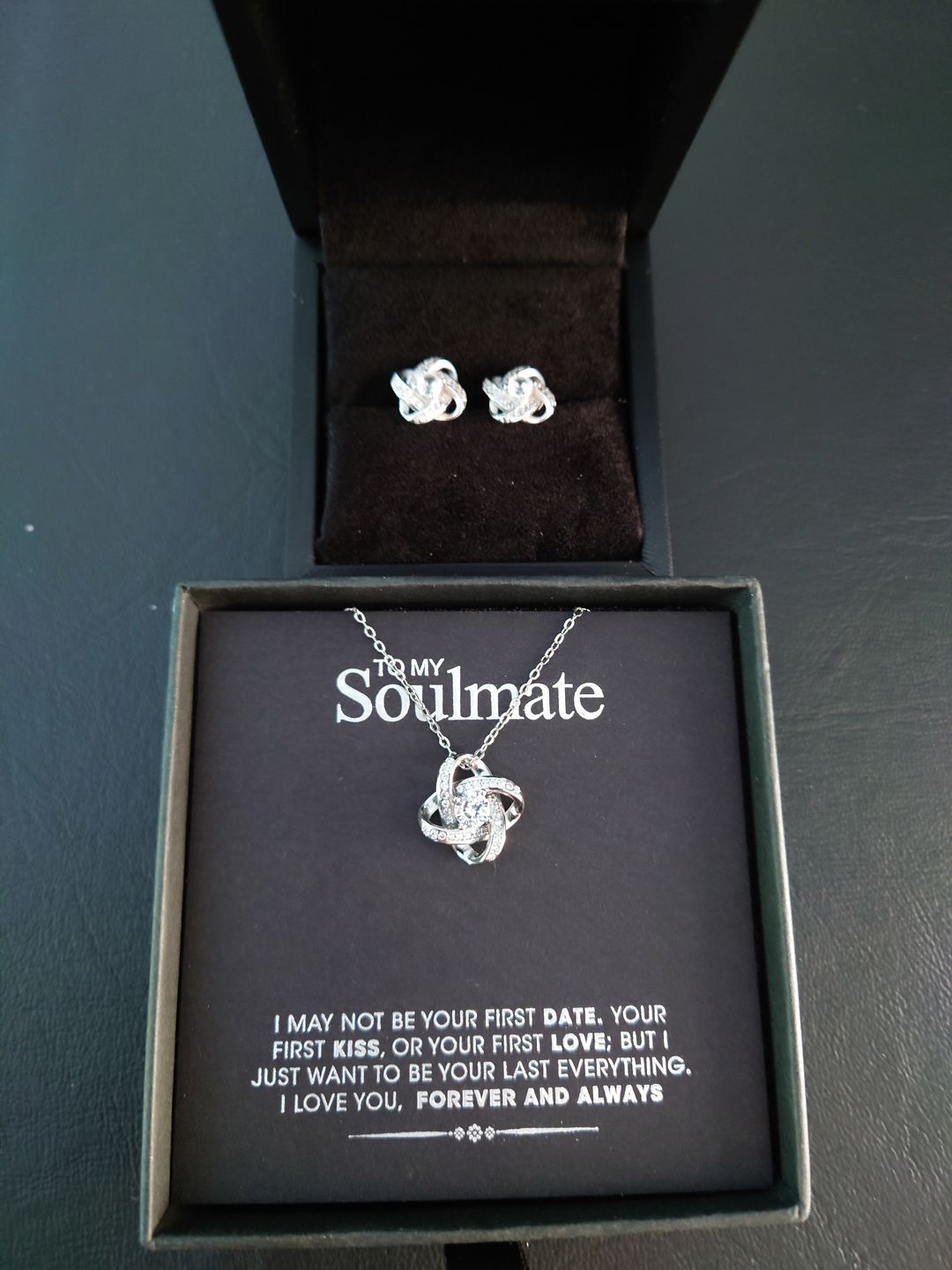Customer photo review of Silver Love Knot Earrings