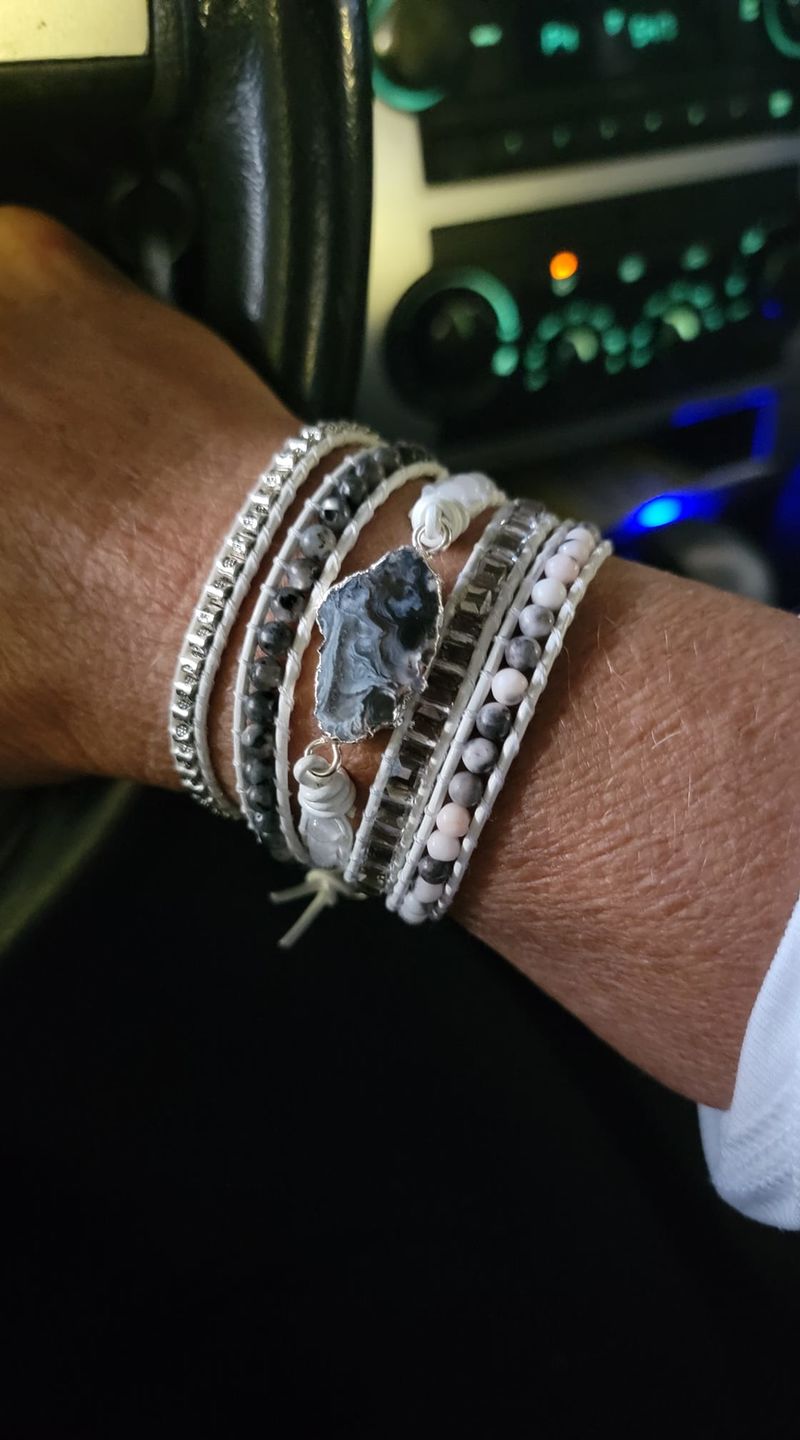 Customer photo review of Magical White Labradorite & Druzy Bracelet