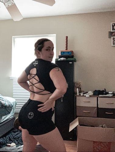 Customer photo review of Salty Savage Slim Fit Laced Up Crop Tee | Black