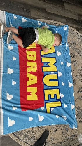 Customer photo review of Toy Story Custom Name Printed Fleece Baby Kids Blanket