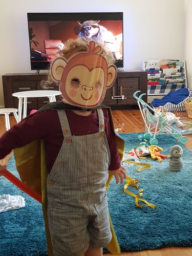 Customer photo review of $1 Deal 5 Little Monkeys Face Mask for 2-6yo