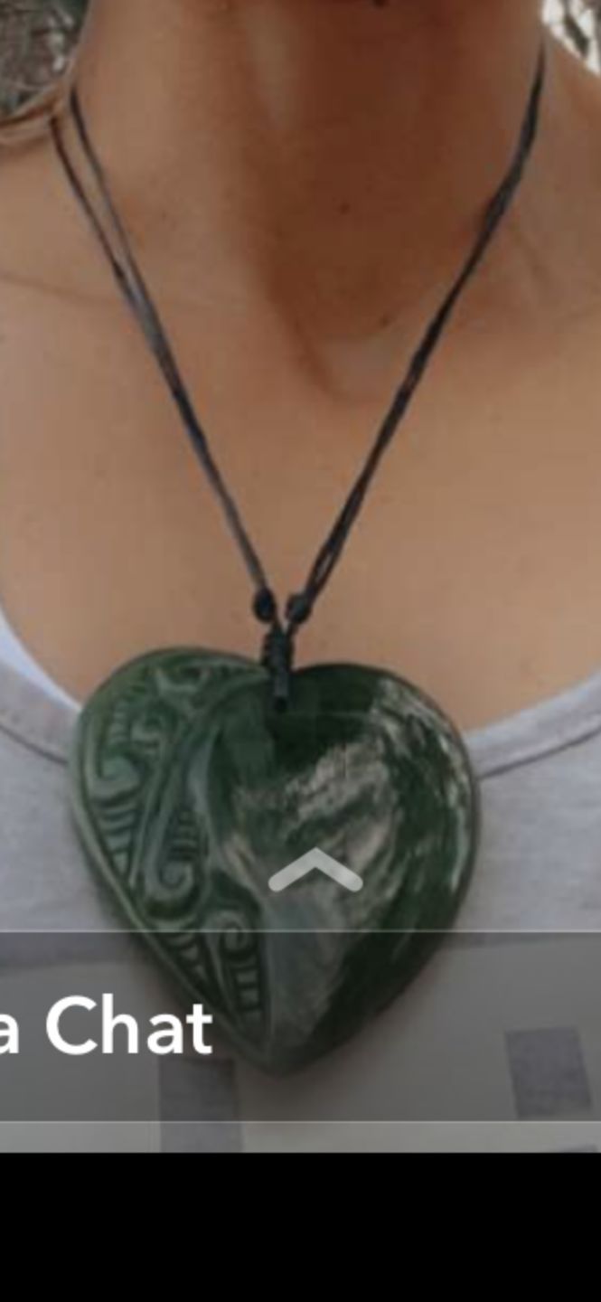 Customer photo review of Genuine NZ Greenstone Heart Necklace with Carving