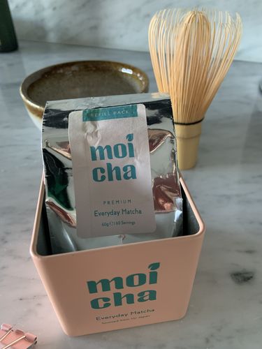 Customer photo review of Matcha Green Tea Powder Refill Bags (60 servings)