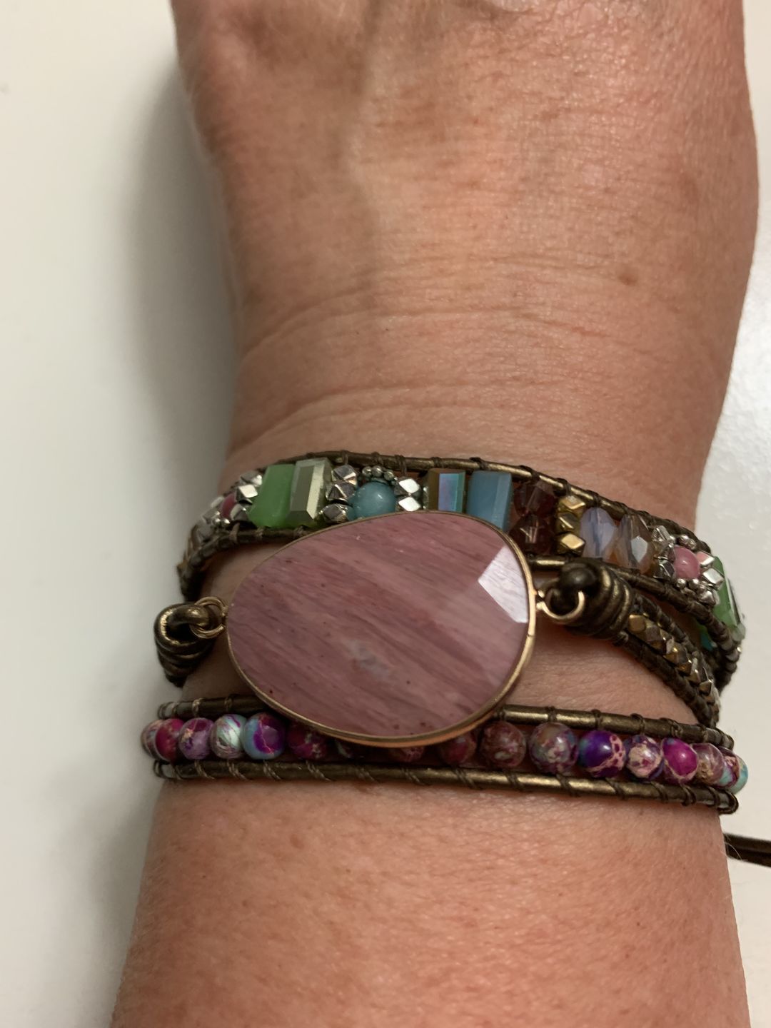 Customer photo review of Healing Rhodochrosite Wrap Bracelet