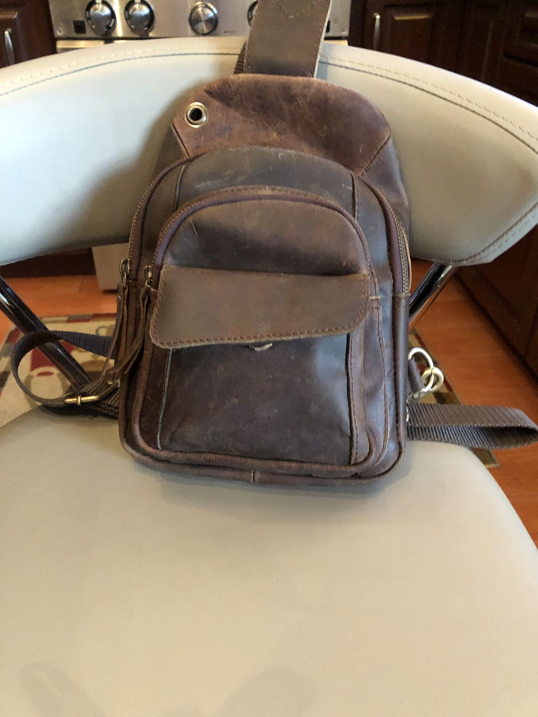 Customer photo review of Cowhide Leather Sling Bag