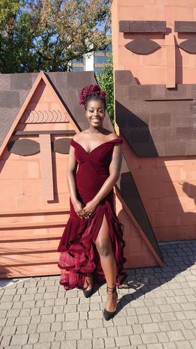 mac duggal burgundy dress