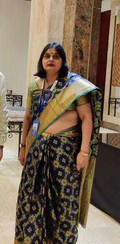 Customer photo review of Midnight Navy Blue Woven Patola Saree With Brocade Blouse