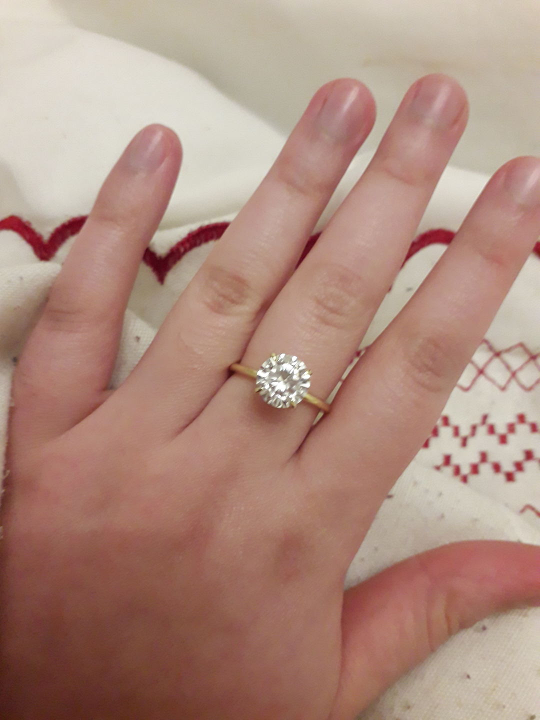Customer photo review of Louily Classic Round Cut Engagement Ring For Women In Sterling Silver