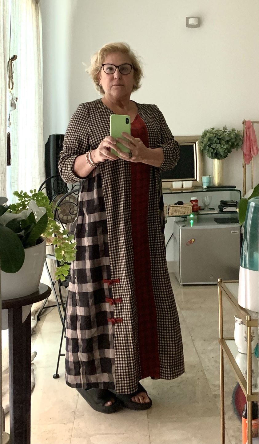 Customer photo review of Plus Size - Different Colored Plaid Retro Cotton Linen Dress