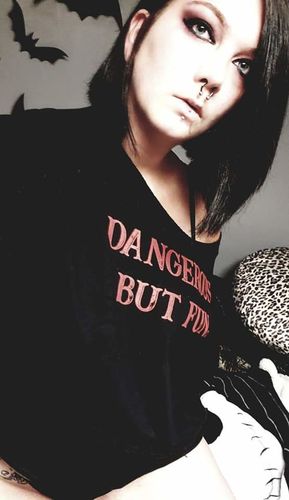 Customer photo review of 163 - Dangerous Wide Neck Crop Hoodie