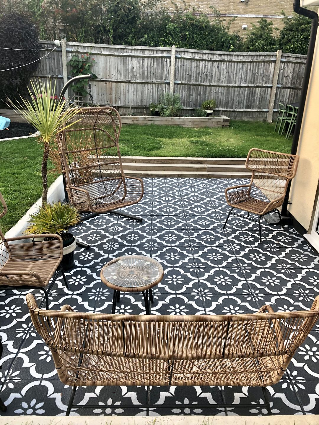 Customer photo review of Jannah Patio Stencil - Square Slabs