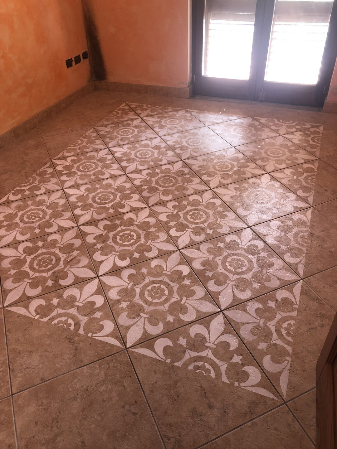 Customer photo review of Cambridge Patio Stencil - Square Slabs