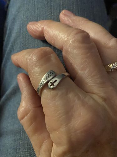 Customer photo review of 925 Sterling Sliver Blessed Cross Ring - One Size Fits All