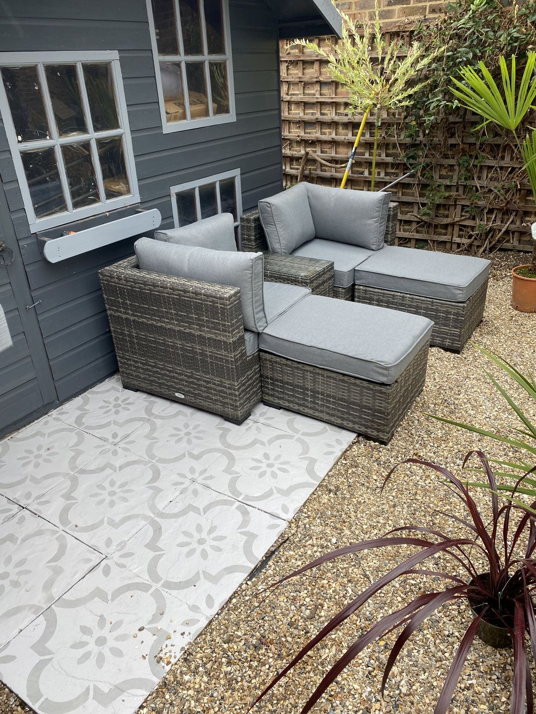 Customer photo review of Jannah Patio Stencil - Square Slabs