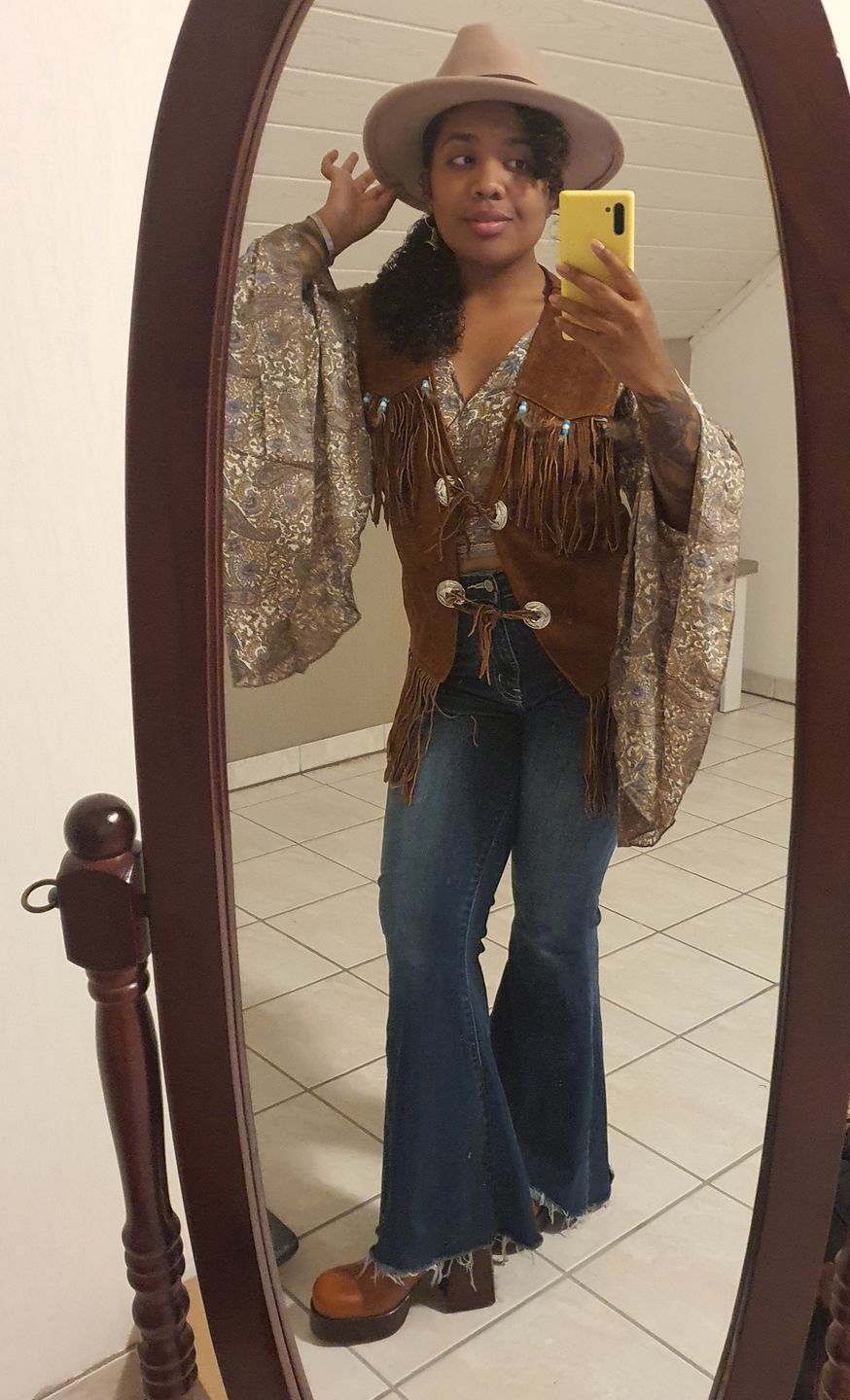 Customer photo review of Hippie Leather Fringe Vest