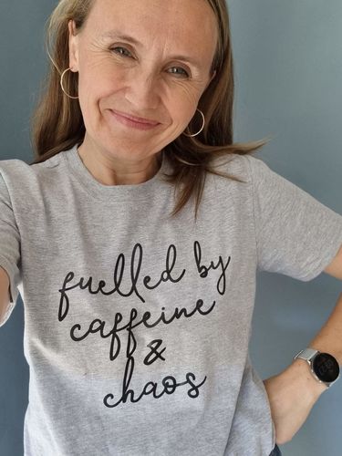 Customer photo review of Fuelled by Caffeine & Chaos Tee (MRK X)