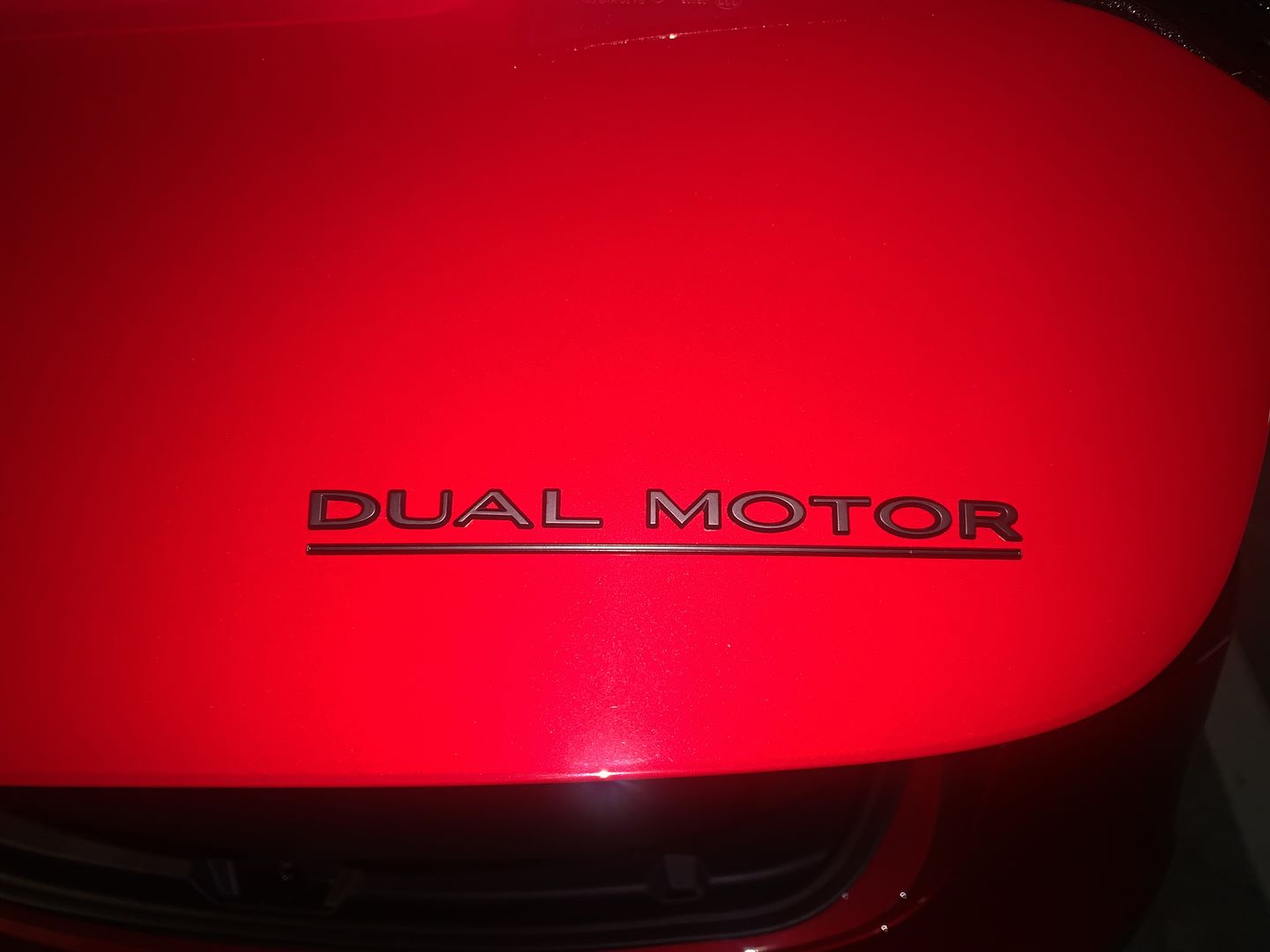 Customer photo review of DUAL MOTOR Trunk Badge Emblems for All Teslas (5 color options)