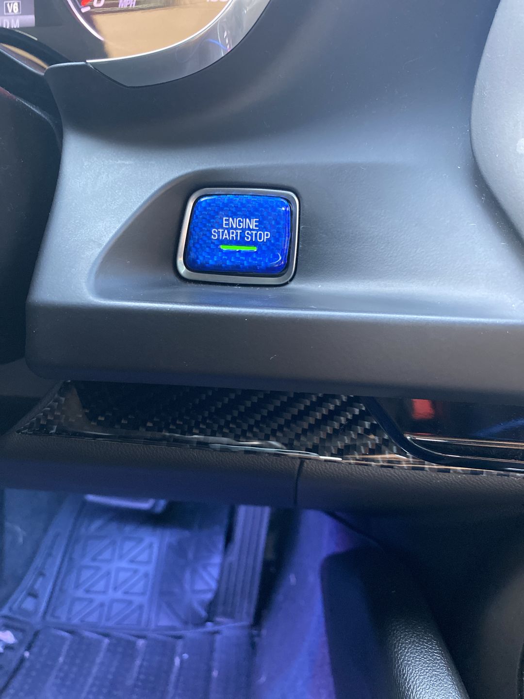 Customer photo review of CARBON FIBER PUSH START BUTTON COVER WITH LIGHT CUT OUT (BLACK/RED/BLUE) for 2016-202- CAMARO/2014-2016 C7 CORVETTE