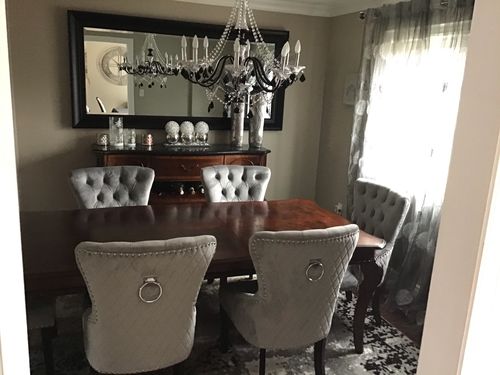 Customer photo review of Glamour I Light Gray Velvet Dining Chair (Set of 2)