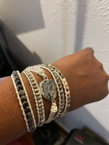 Customer photo review of Magical White Labradorite & Druzy Bracelet