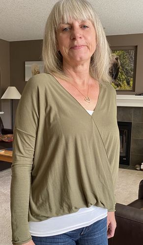 Customer photo review of Surplice Power Blouse (Olive)