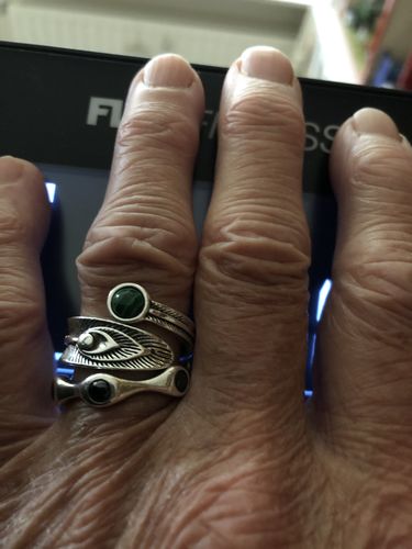 Customer photo review of Zilveren ring met Malachiet steen