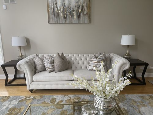 Customer photo review of Gold and White Marble Print