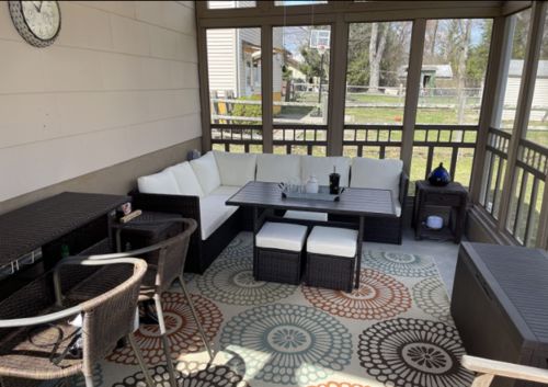 Customer photo review of 7 Pcs Outdoor Dining Set Patio Rattan Sectional Sofa with Ottoman, White Cushion