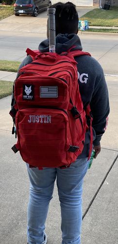 Customer photo review of Gen 2 Red 45L Backpack