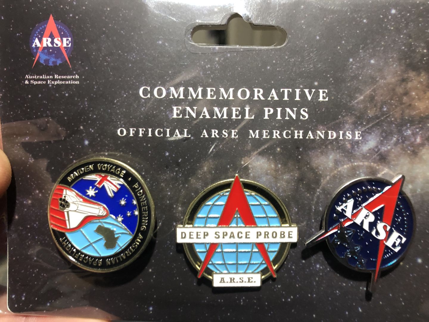 Customer photo review of ARSE Pins
