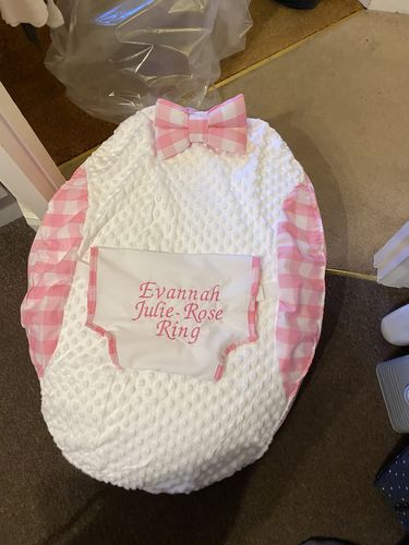 Customer photo review of Personalised Pink Gingham Baby Bean Bag