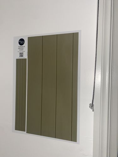 Customer photo review of Tongue & Groove Wood Panel Wallpaper | Khaki