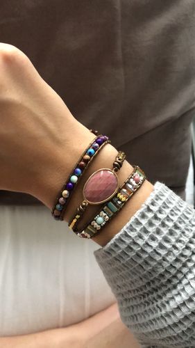 Customer photo review of Healing Rhodonite Wrap Bracelet