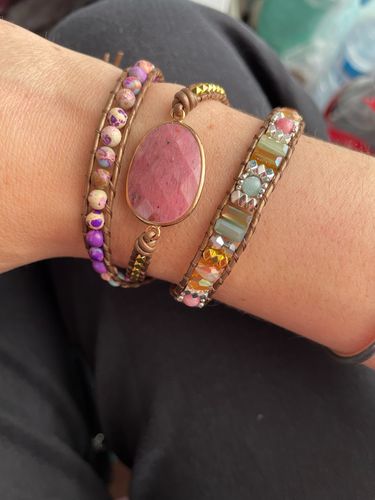 Customer photo review of Healing Rhodonite Wrap Bracelet