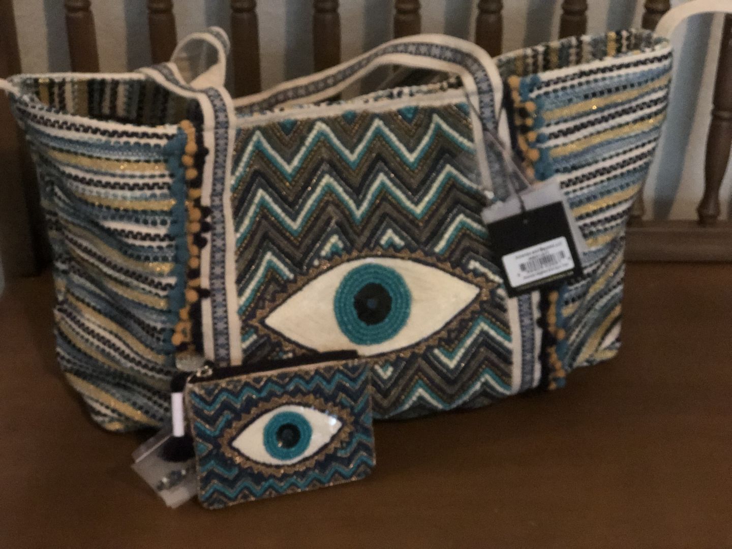 Customer photo review of Grecian Nights Evil Eye Embellished Mini Pouches