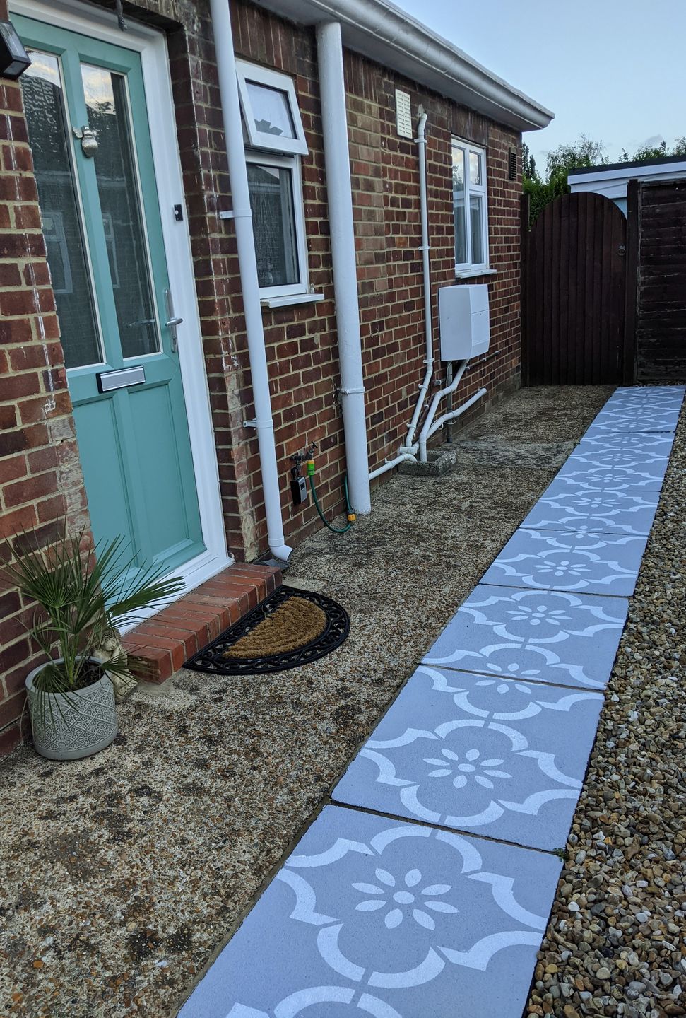 Customer photo review of Jannah Patio Stencil - Rectangle Slabs
