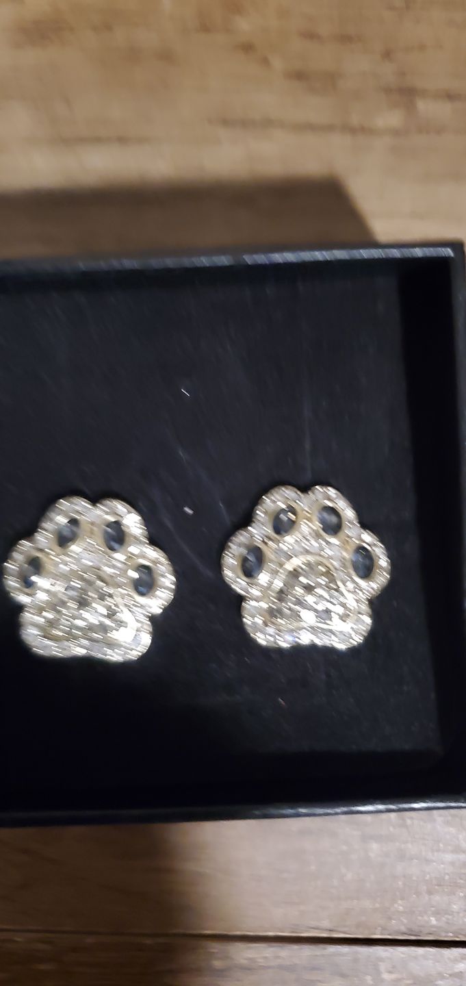 Customer photo review of HEIDI DAUS®"Pretty Paw Print" Crystal Paw Earring