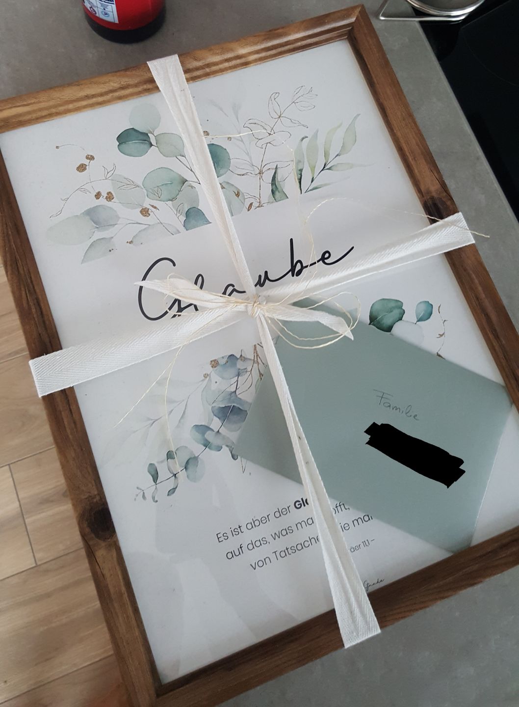 Customer photo review of Poster "Glaube Hoffnung Liebe" · 3er Set · Pflanzen Grün · A3 / A4 · Bibelvers Deutsch