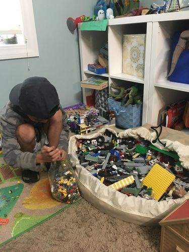 Customer photo review of Large Toy Storage Bag - Beach Sand