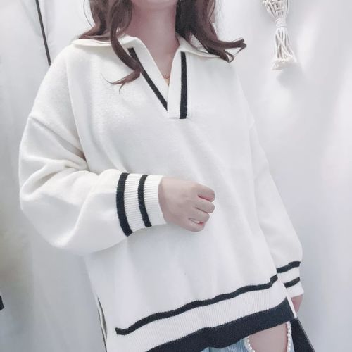 Customer photo review of Contrast Trim Split Hem Knitted Top