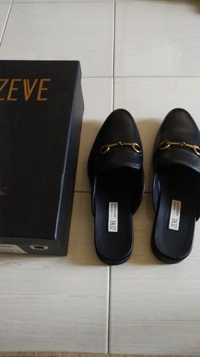 Customer photo review of Mules - Black Pebble Grain Leather Horsebit Buckle