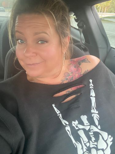 Customer photo review of 153 - Regret Wide Neck Sweatshirt
