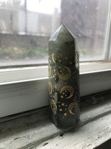 Customer photo review of Labradorite Tower with Stars and Moons