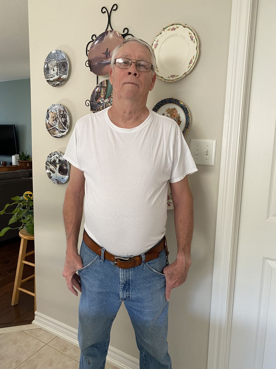Customer photo review of The Canyon Belt - Tan Leather Belt with Charred Edges