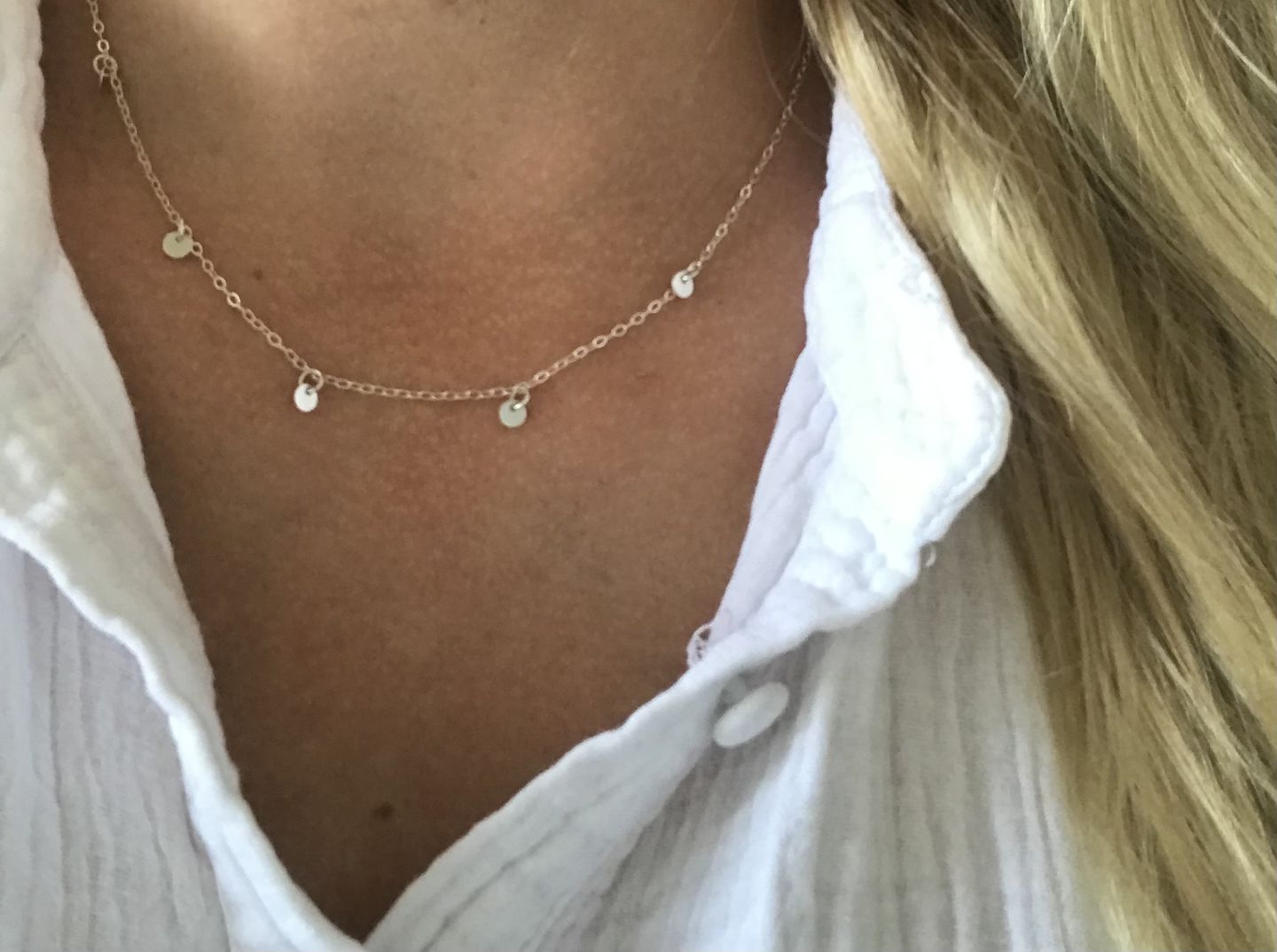 Customer photo review of The Tiny Coins Necklace
