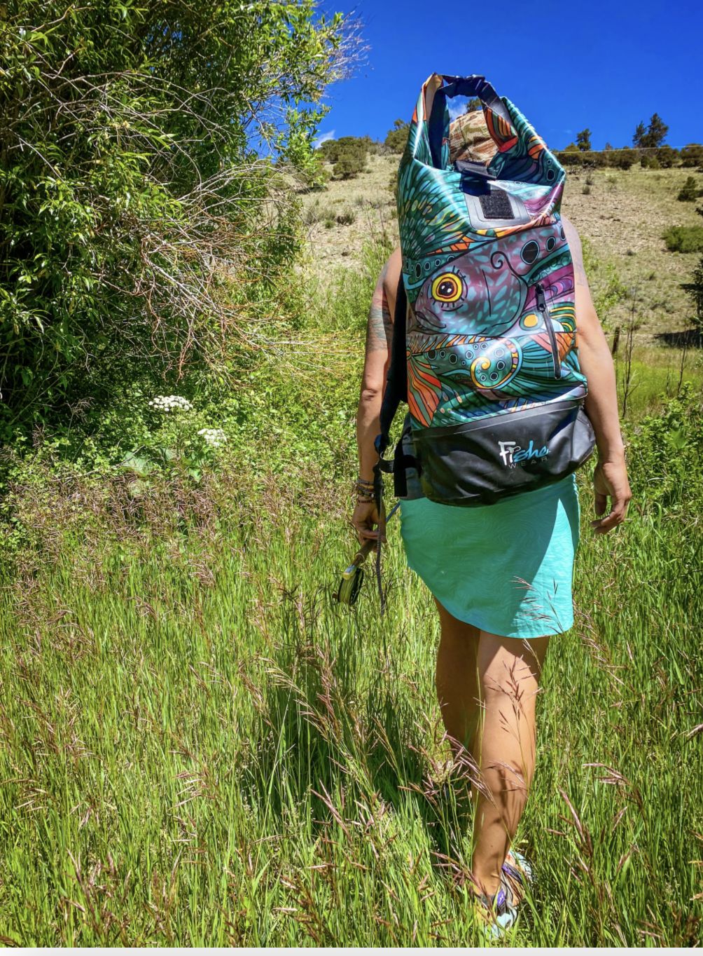 Customer photo review of Dry Bag Backpack - Groovy Grayling