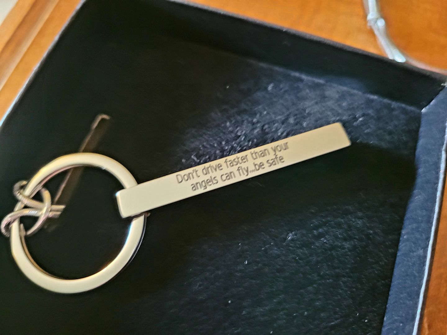 Customer photo review of Personalized 3D Bar Keychain, 4 Sided Metal Key Fob [Large 3D]
