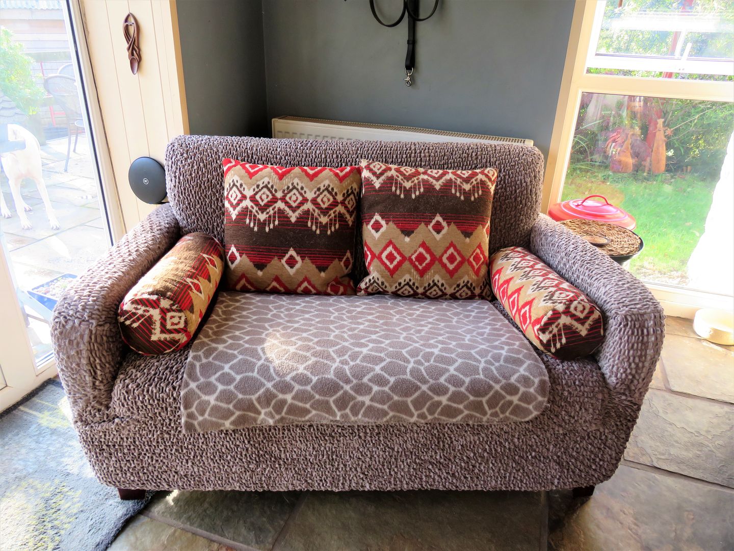 Customer photo review of 2 Seater Sofa Cover - Brown, Velvet Collection