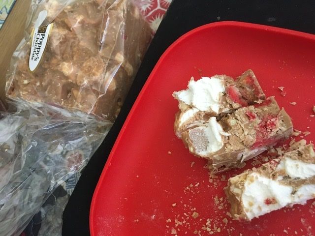 Customer photo review of Rocky Road Strawberries and Almond Caramel Chocolate Block 500g