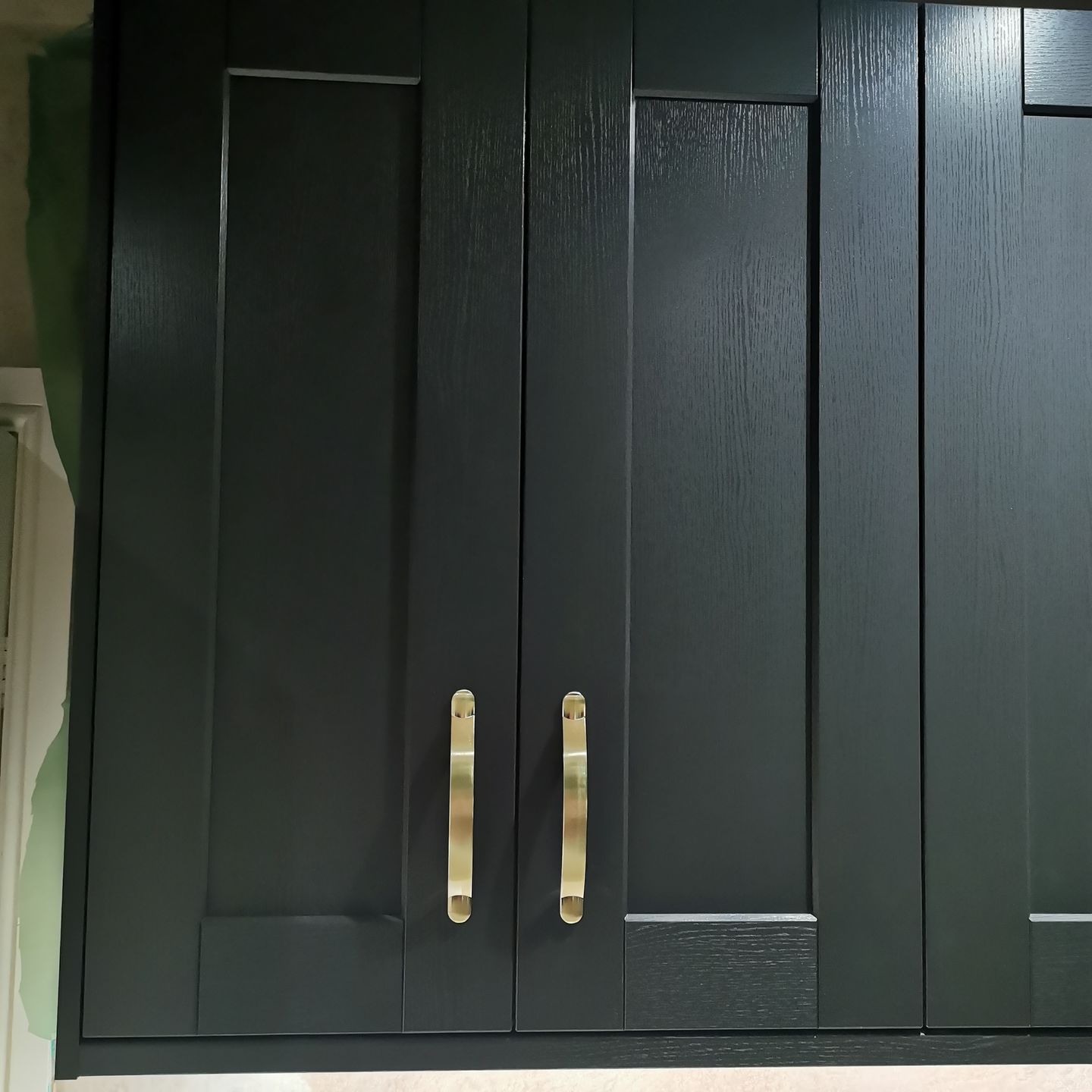 Customer photo review of Monmouth Brushed Satin Brass Cupboard Handles